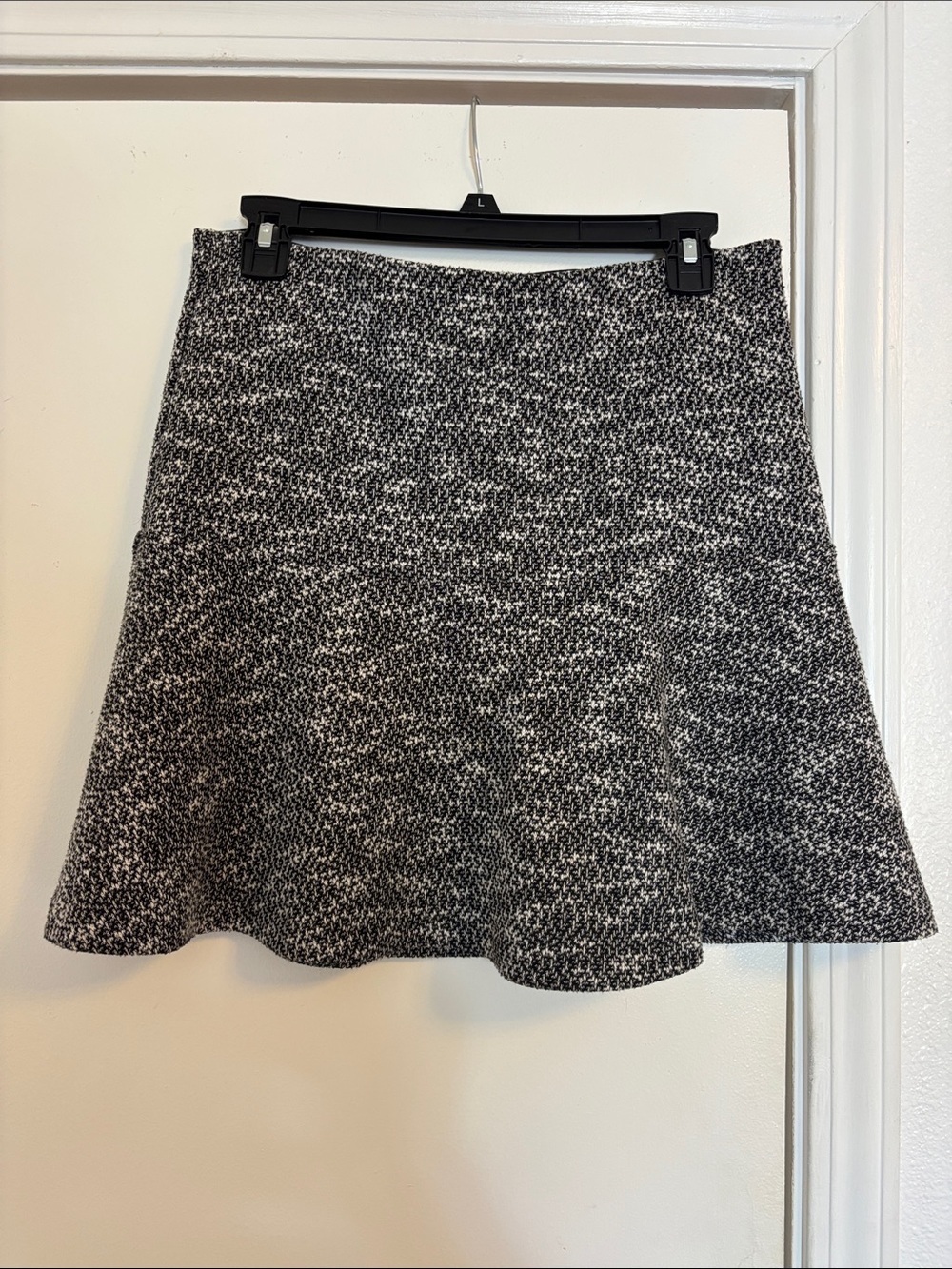LOFT Black and White Tweed Skater Skirt